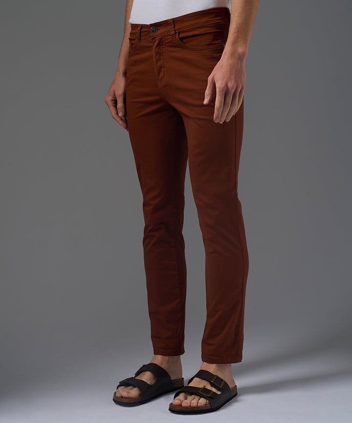 PANTALON DRILL FIVE POCKET SLIM FIT LADRILLO PV26