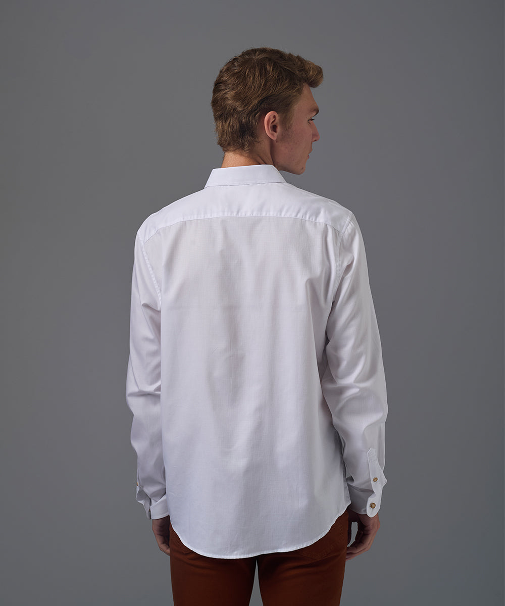 CAMISA MANGA LARGA PECHERA OJAL CLASSIC FIT BLANCO PV26
