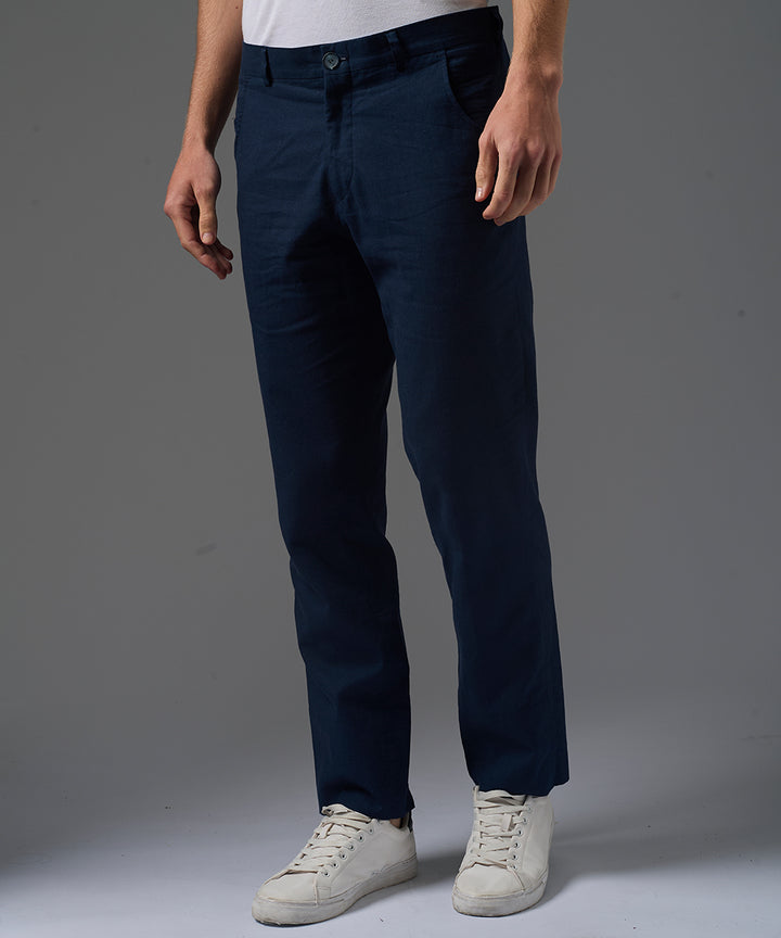 PANTALON LINO ALGODON CLASSIC FIT AZUL MARINO PV26