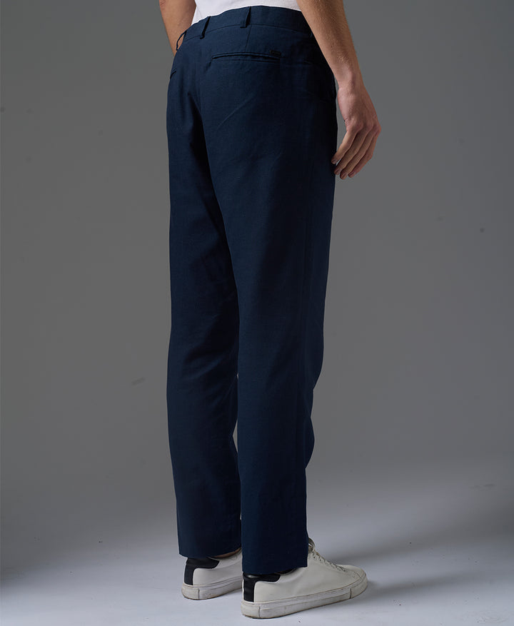 PANTALON LINO ALGODON CLASSIC FIT AZUL MARINO PV26