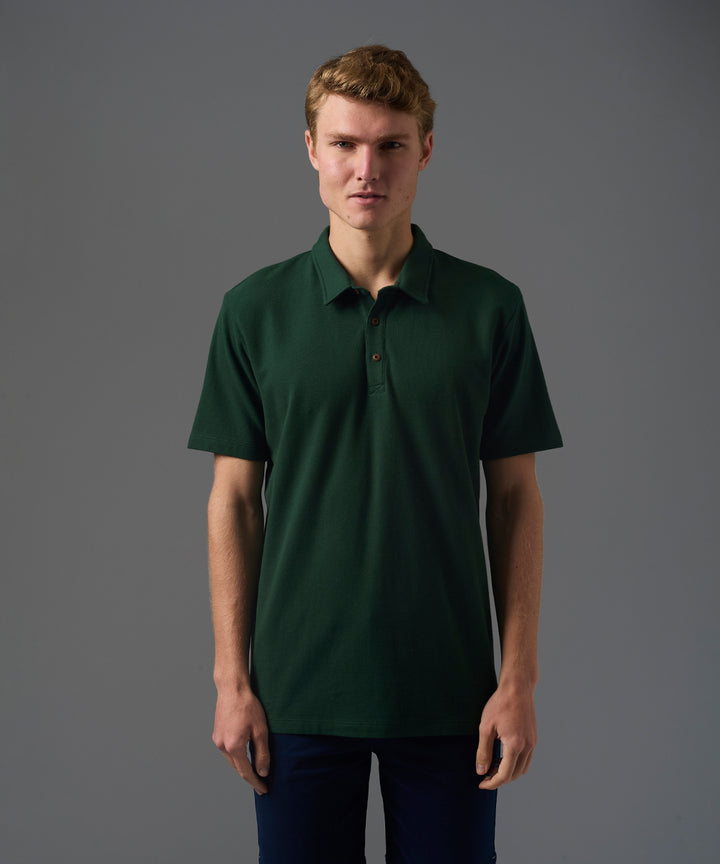 POLO MANGA CORTA PIQUE CUELLO BOX BORDADO VERDE BOTELLA PV26