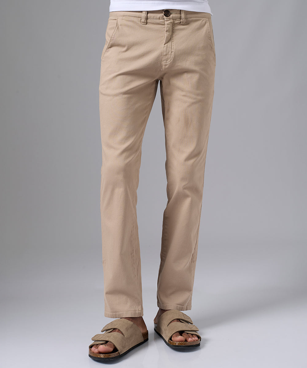 PANTALON DRILL FLAT FRONT SLIM FIT MARRON CLARO PV25