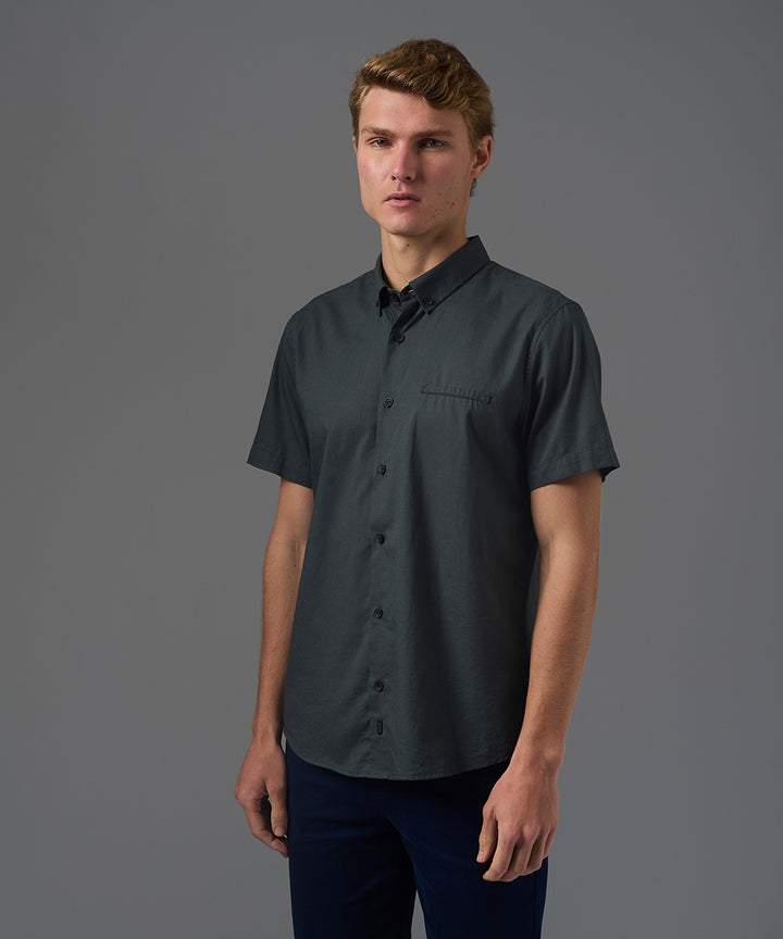 CAMISA MANGA CORTA LOOK LINO BUTTON DOWN CLASSIC FIT PLOMO PV26