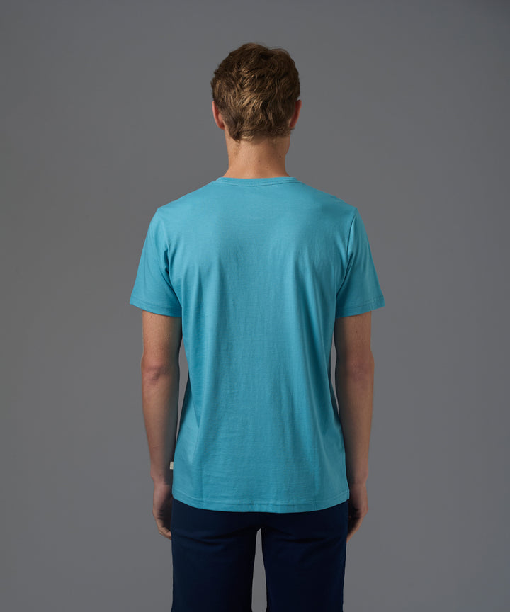 POLO MANGA CORTA JERSEY CUELLO REDONDO BASICO TURQUESA PV26