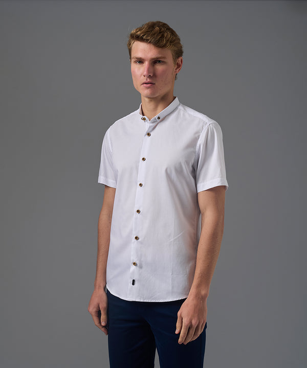CAMISA MANGA CORTA CUELLO MICRO BD SLIM FIT BLANCO PV26