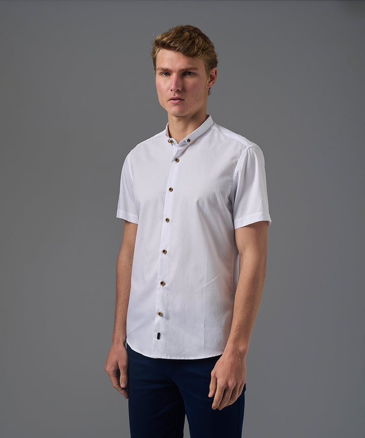 CAMISA MANGA CORTA CUELLO MICRO BD SLIM FIT BLANCO PV26