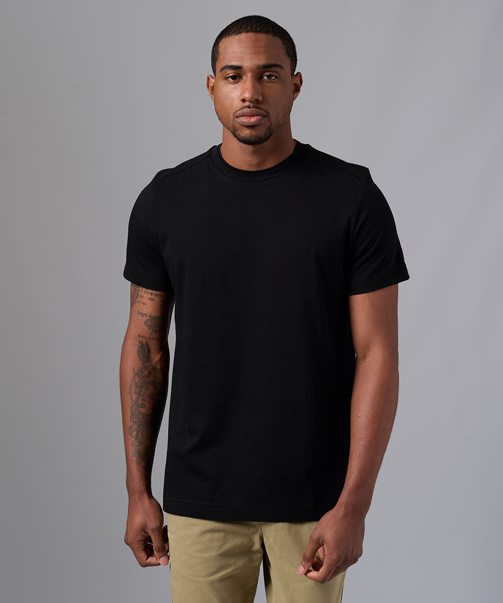 POLO MANGA CORTA JERSEY CUELLO REDONDO MODA NEGRO PV25