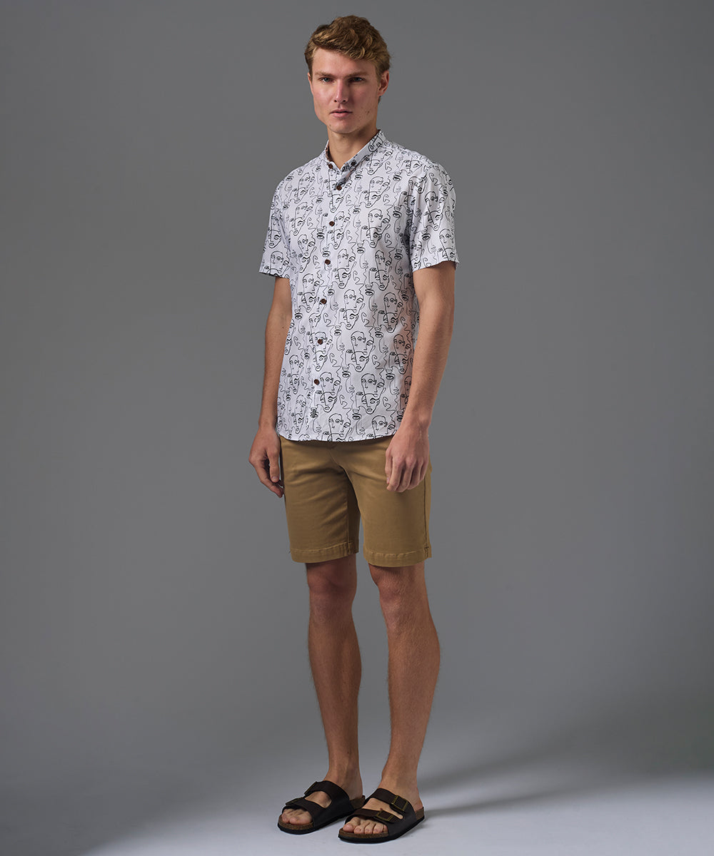 CAMISA MANGA CORTA CUELLO MICRO BD SLIM FIT BLANCO ESTAMPADO PV26