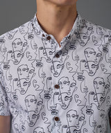CAMISA MANGA CORTA CUELLO MICRO BD SLIM FIT BLANCO ESTAMPADO PV26