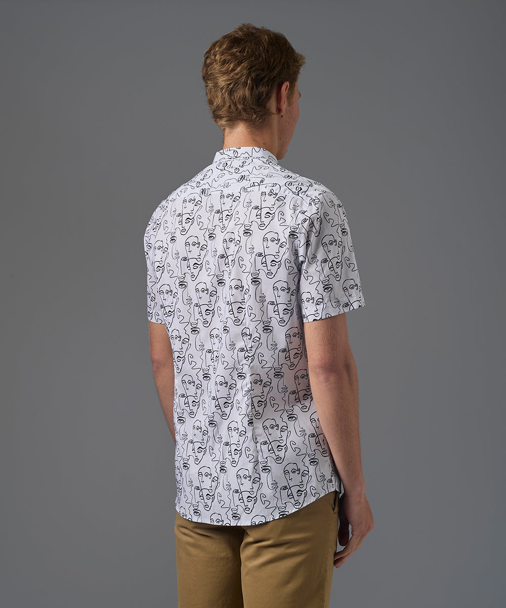 CAMISA MANGA CORTA CUELLO MICRO BD SLIM FIT BLANCO ESTAMPADO PV26