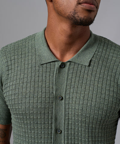 POLO MANGA CORTA TEJIDO PET CUELLO CAMISERO VERDE PV25