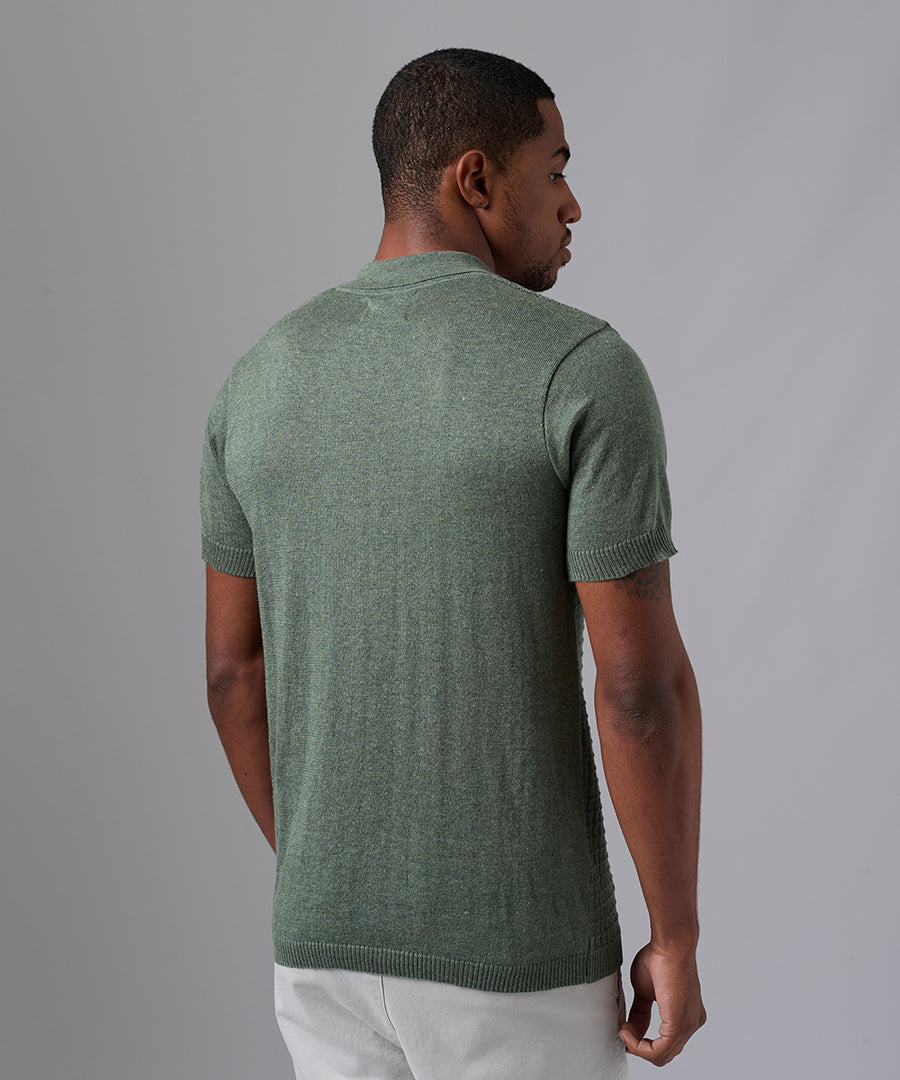 POLO MANGA CORTA TEJIDO PET CUELLO CAMISERO VERDE PV25