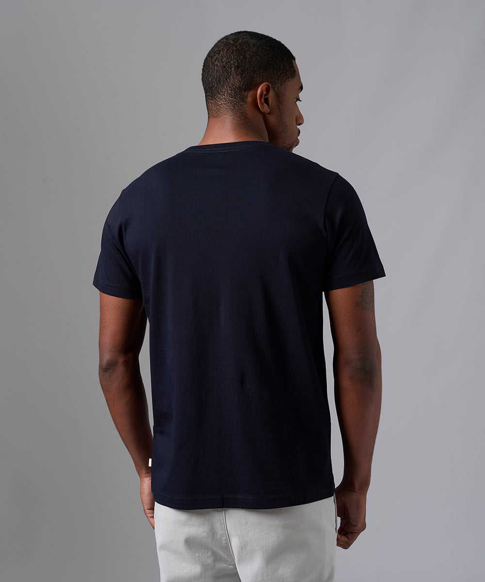 POLO MANGA CORTA BASICO CUELLO REDONDO AZUL MARINO OI25