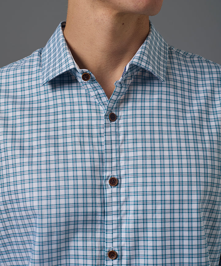 CAMISA MANGA LARGA PECHERA OJAL CLASSIC FIT VERDE CUADRO PV26