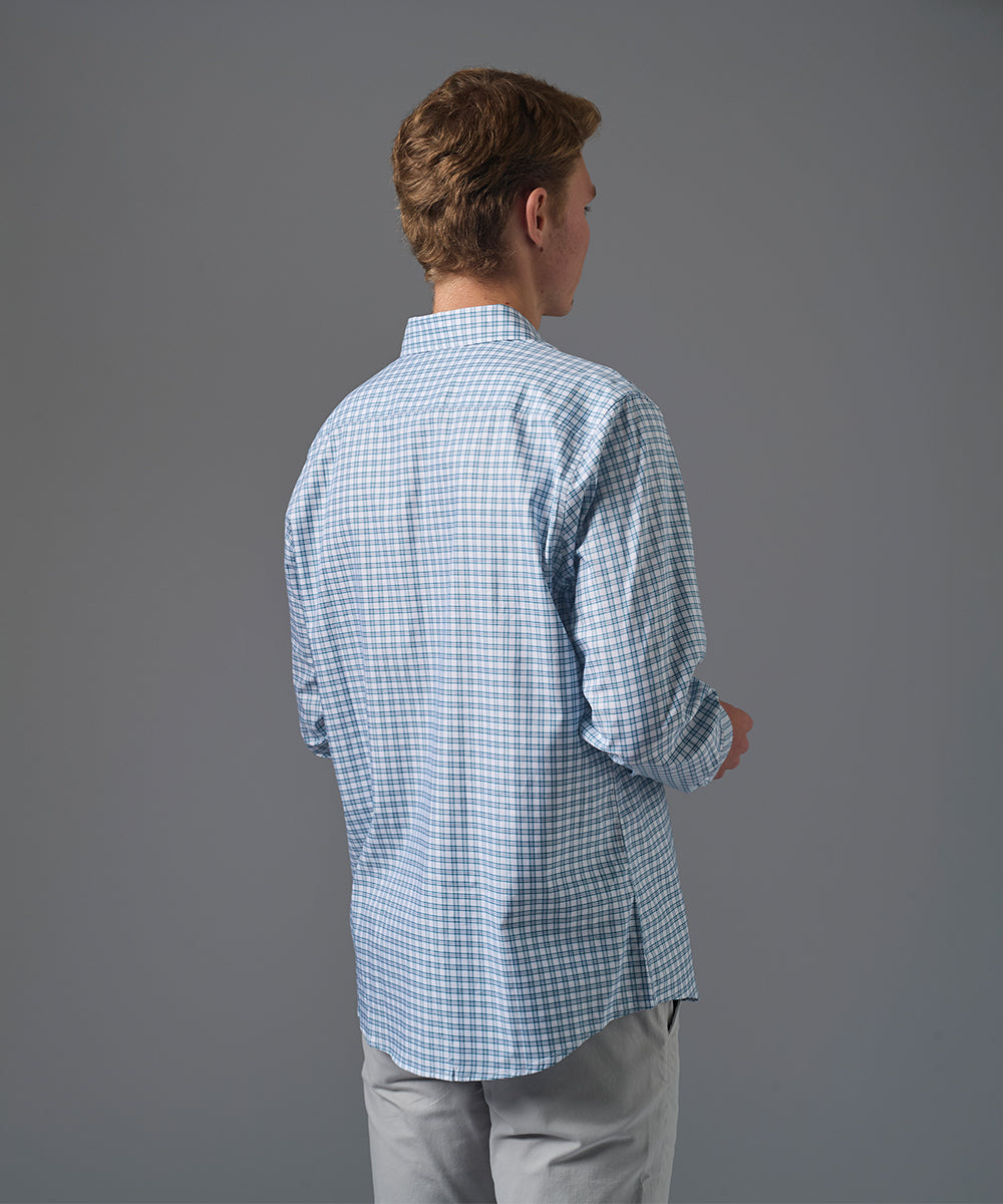 CAMISA MANGA LARGA PECHERA OJAL CLASSIC FIT VERDE CUADRO PV26