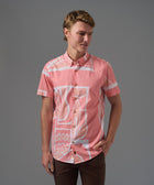 CAMISA MANGA CORTA PAISAJES SLIM FIT NARANJA ESTAMPADO PV26