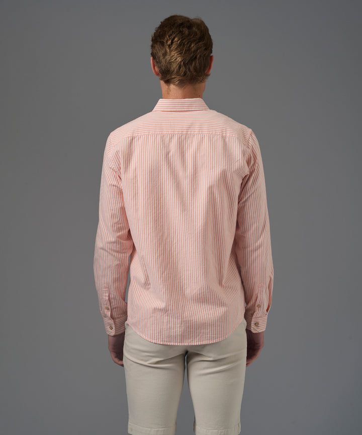 CAMISA MANGA LARGA OXFORD RAYAS CLASSIC FIT NARANJA RAYAS PV26