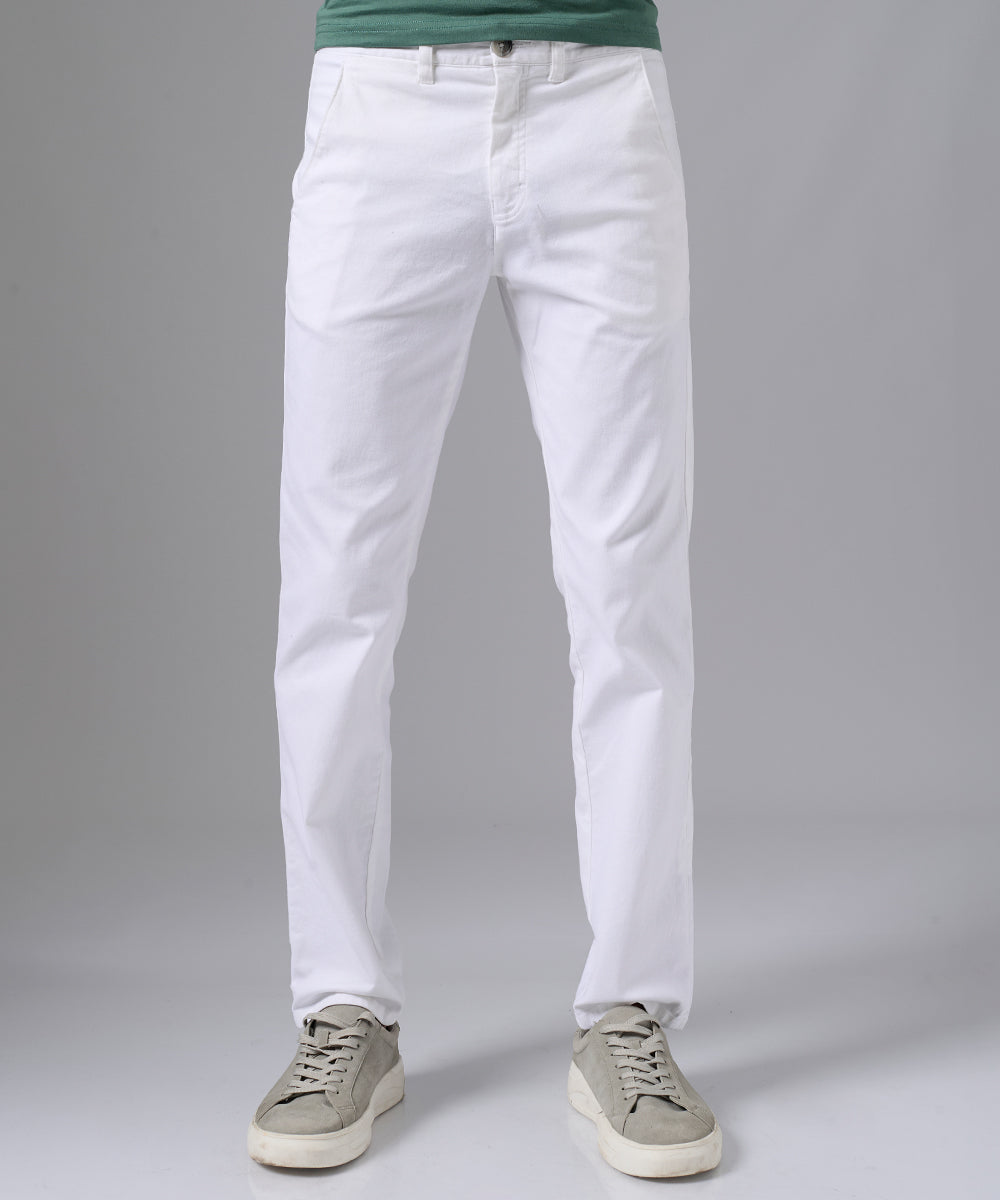 PANTALON DRILL FLAT FRONT SLIM FIT BLANCO PV25