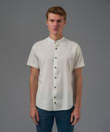 CAMISA MANGA CORTA CASUAL LOOK LINO CUELLO NERU CLASSIC FIT CELESTE C/RAYAS PV26