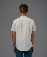 CAMISA MANGA CORTA CASUAL LOOK LINO CUELLO NERU CLASSIC FIT CELESTE C/RAYAS PV26