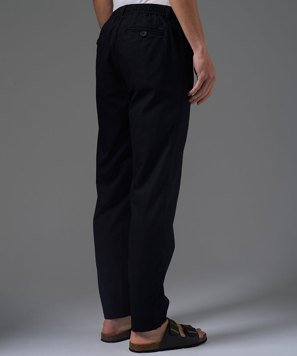 PANTALON LOOK LINO CLASSIC FIT NEGRO PV26
