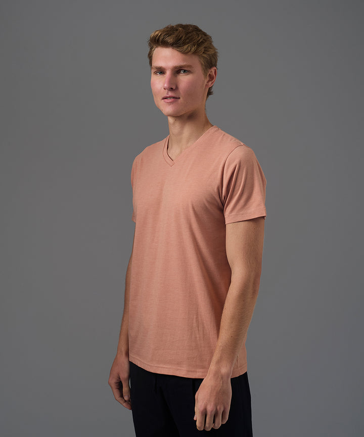 POLO MANGA CORTA JERSEY CUELLO V BASICO SALMON PV26