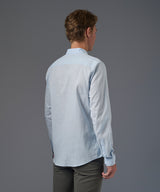 CAMISA MANGA LARGA LOOK LINO CUELLO STAND UP CLASSIC FIT CELESTE PV26