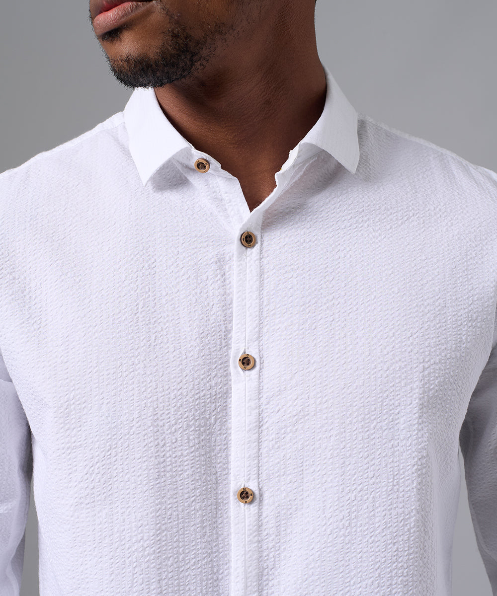 CAMISA MANGA LARGA PECHERA OJAL SLIM FIT BLANCO PV25