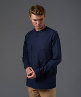 CAMISA MANGA LARGA LOOK LINO CUELLO NERU DOBLE BOLSILLO SLIM FIT AZUL MARINO PV26