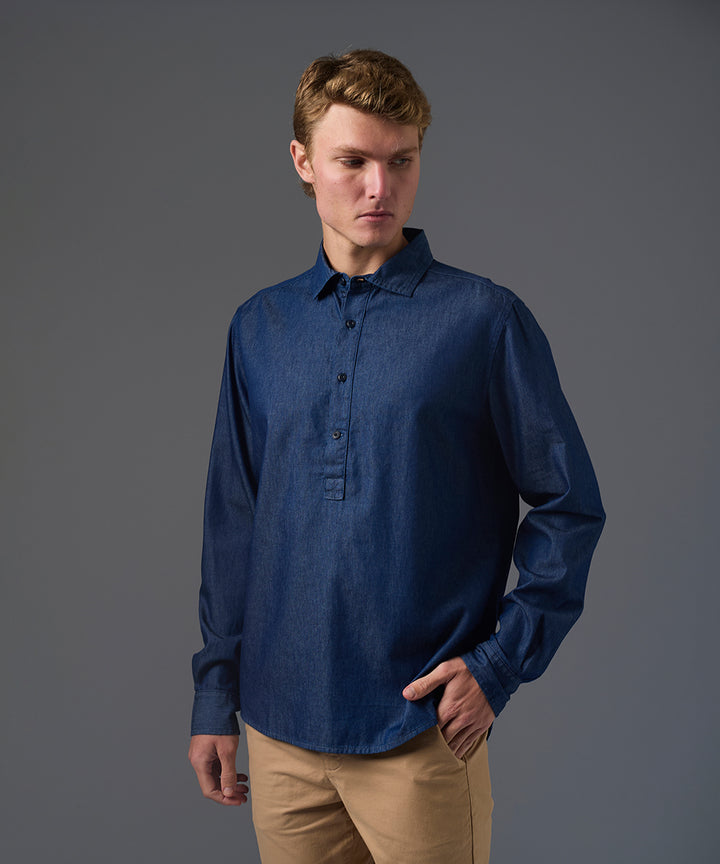 CAMISA MANGA LARGA DENIM MEDIA PECHERA CLASSIC FIT INDIGO PV26