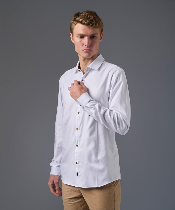 CAMISA MANGA LARGA PECHERA OJAL SLIM FIT BLANCO PV26