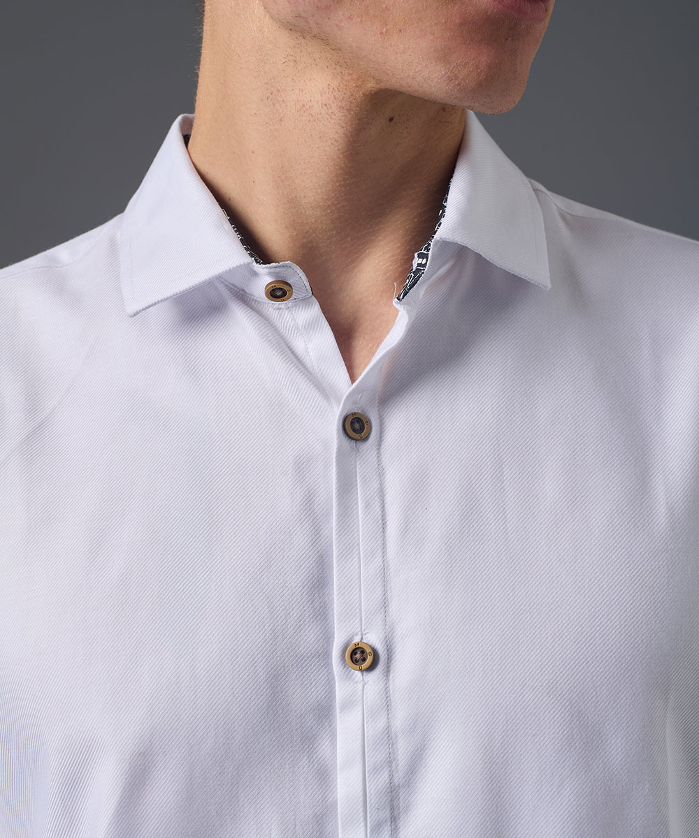 CAMISA MANGA LARGA PECHERA OJAL SLIM FIT BLANCO PV26