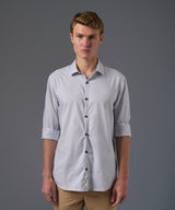 CAMISA MANGA LARGA PECHERA OJAL CLASSIC FIT GRIS PV26