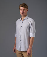 CAMISA MANGA LARGA PECHERA OJAL CLASSIC FIT GRIS PV26