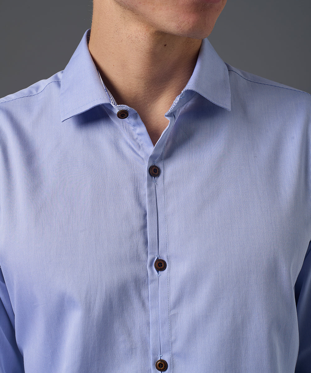 CAMISA MANGA LARGA PECHERA OJAL SLIM FIT AZUL PV26