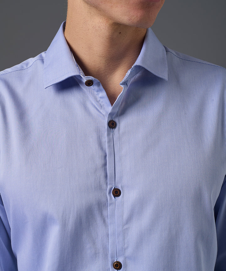 CAMISA MANGA LARGA PECHERA OJAL SLIM FIT AZUL PV26