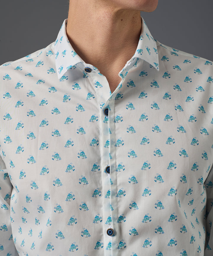 CAMISA MANGA LARGA LATITO CLASSIC FIT BLANCO ESTAMPADO PV26