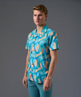 CAMISA MANGA CORTA SOMOS COLORES SLIM FIT AZUL ESTAMPADO PV26