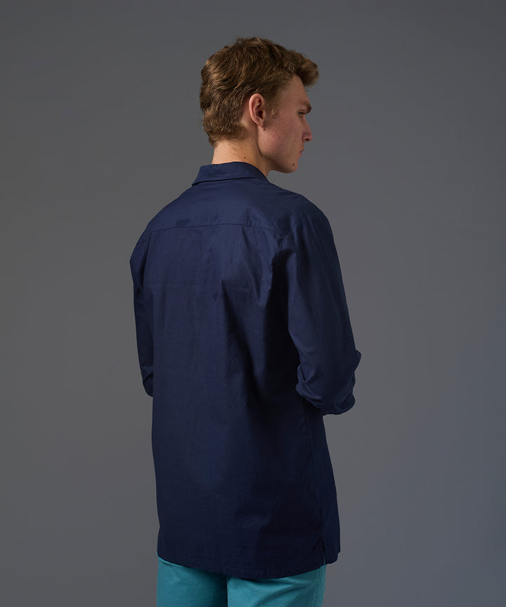 CAMISA MANGA LARGA LOOK LINO CUELLO SPREAD CLASSIC FIT AZUL MARINO PV26
