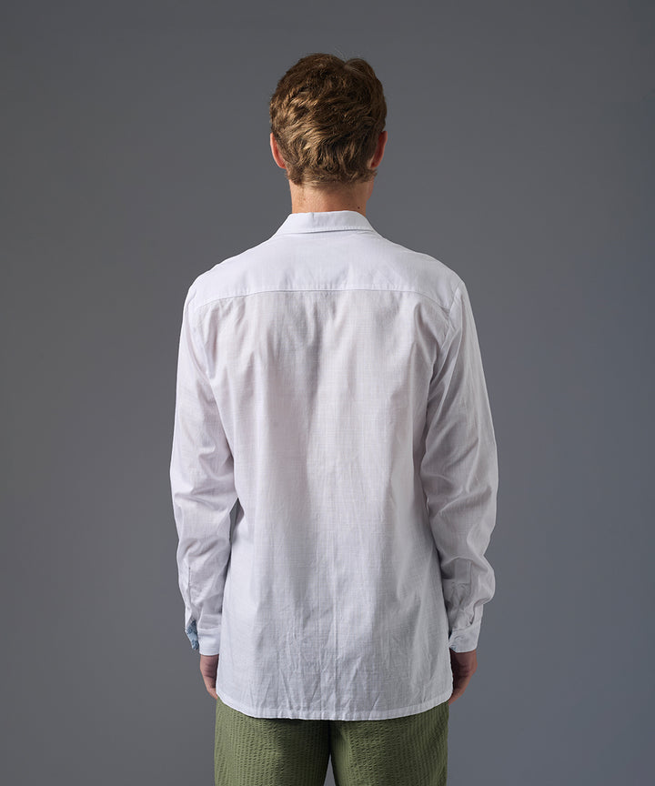 CAMISA MANGA LARGA LOOK LINO CUELLO SPREAD CLASSIC FIT BLANCO PV26