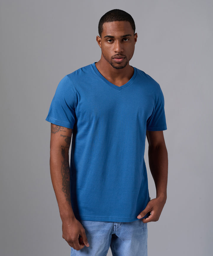 POLO MANGA CORTA CUELLO V BASICO AZUL PV25