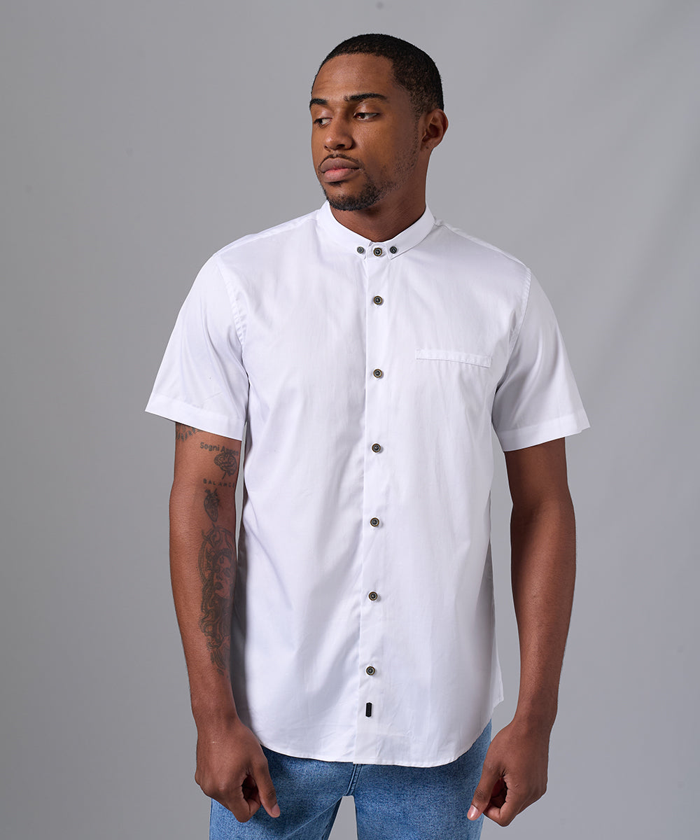 CAMISA MANGA CORTA CASUAL MICRO BD CLASSIC FIT BLANCO PV25