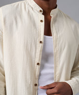 CAMISA MANGA LARGA CASUAL SEER SUCKER CLASSIC FIT HUESO PV25