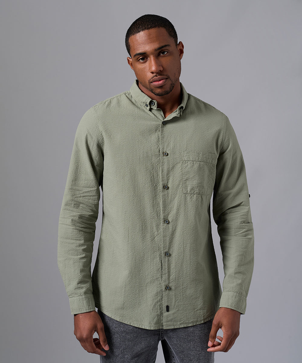 CAMISA MANGA LARGA SEER SUCKER CLASSIC FIT VERDE PV25