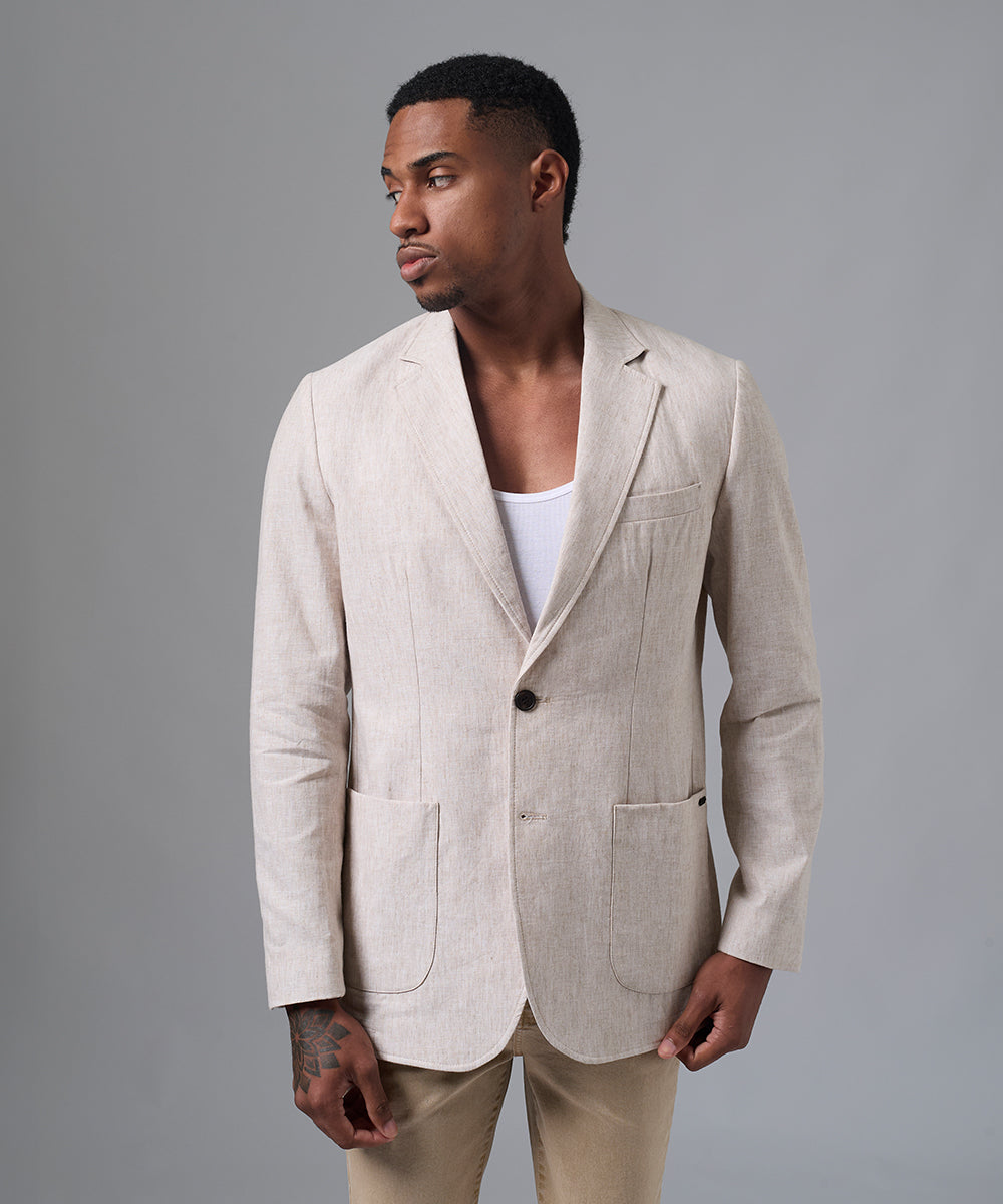 BLAZER DE LINO Y ALGODÓN BEIGE PV25