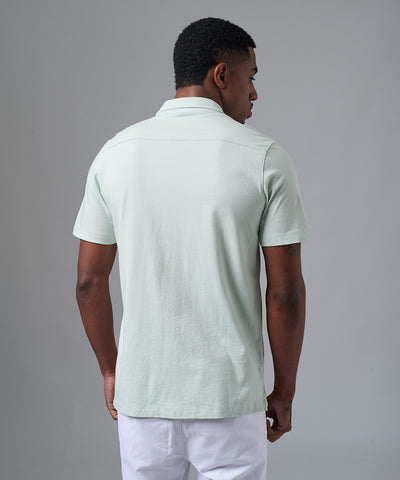 POLO MANGA CORTA JERSEY CUELLO CAMISERO VERDE AGUA PV25