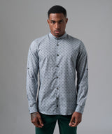 CAMISA MANGA LARGA CASUAL MICRO BUTTON DOWN SLIM FIT VERDE ESTAMPADO PV25