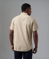 CAMISA MANGA CORTA CASUAL LOOK LINO CR BUTTON DOWN CLASSIC FIT BEIGE PV25