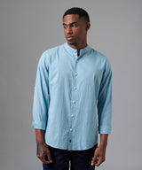 CAMISA MANGA LARGA LOOK LINO CUELLO STAND UP CLASSIC FIT ACERO PV25