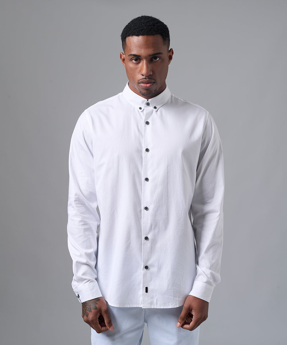 CAMISA MANGA LARGA CASUAL OXFORD CLASSIC FIT BLANCO PV25